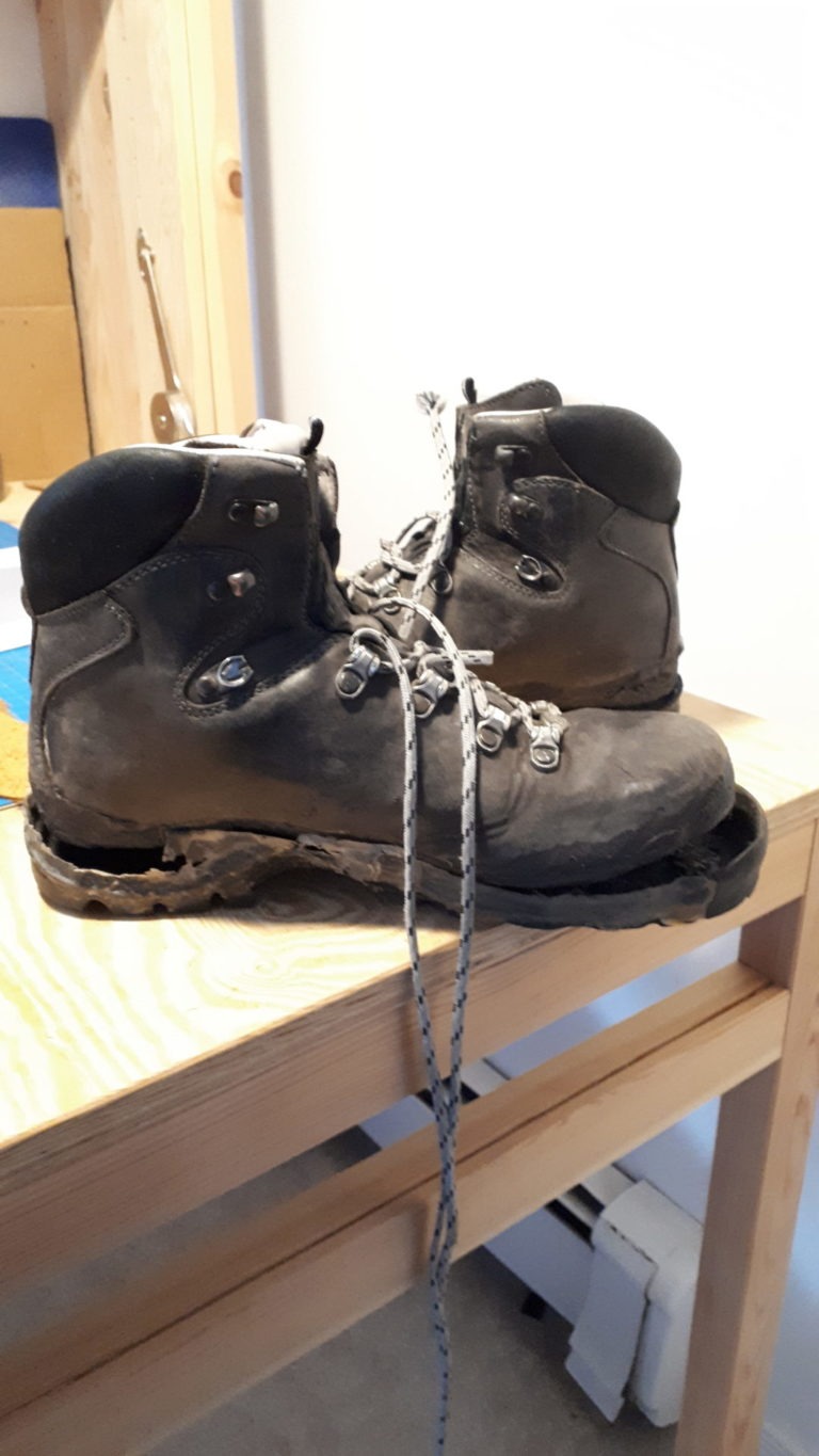 broken hiking boots